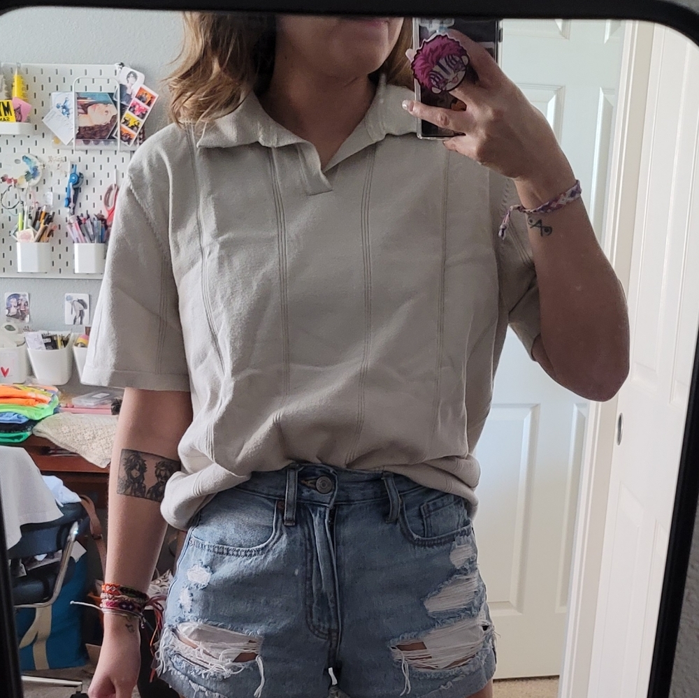 knit collared tee
